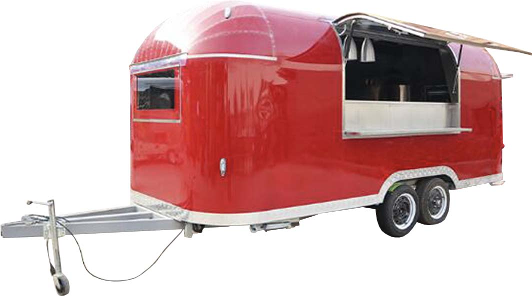 Remorque snack inox rétro 4m50 - Look Airstream, finition brillante, pieds réglables et équipement sur mesure_1