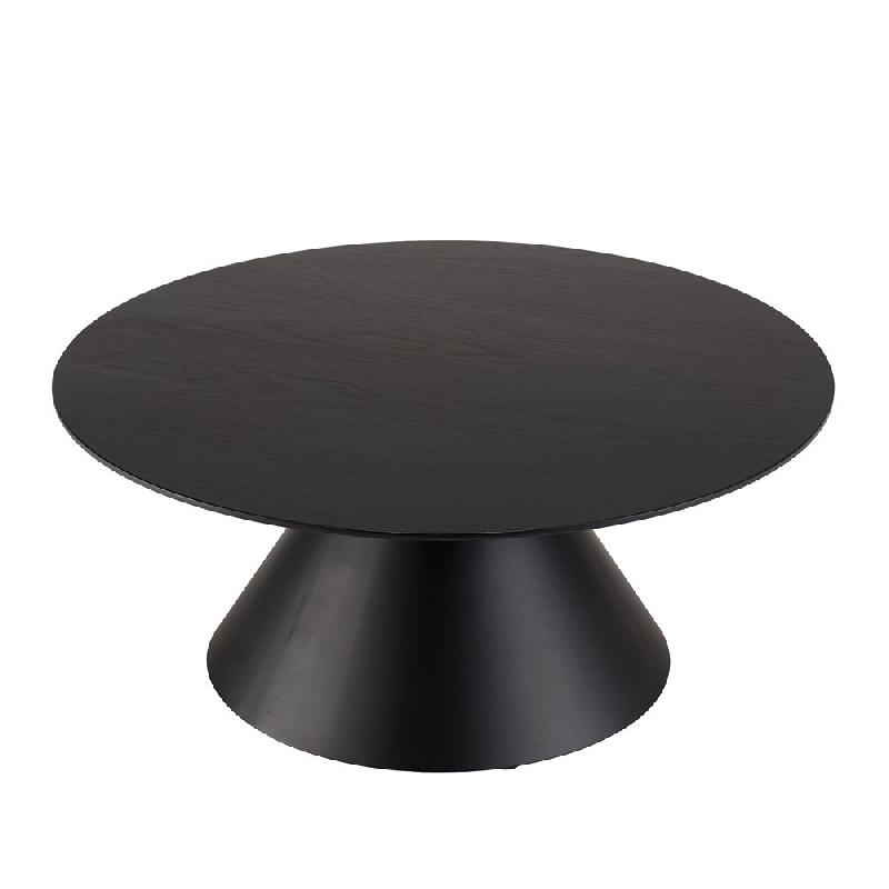 Table basse ronde noire DILA 78 cm - pieds coniques en fer - design moderne et robuste_1