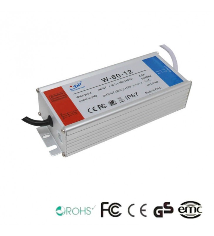 Alimentation 12V continu - 60W - 5A - Aluminium IP67 - Référence 12VIP60W - Certifié CE et ROHS_1