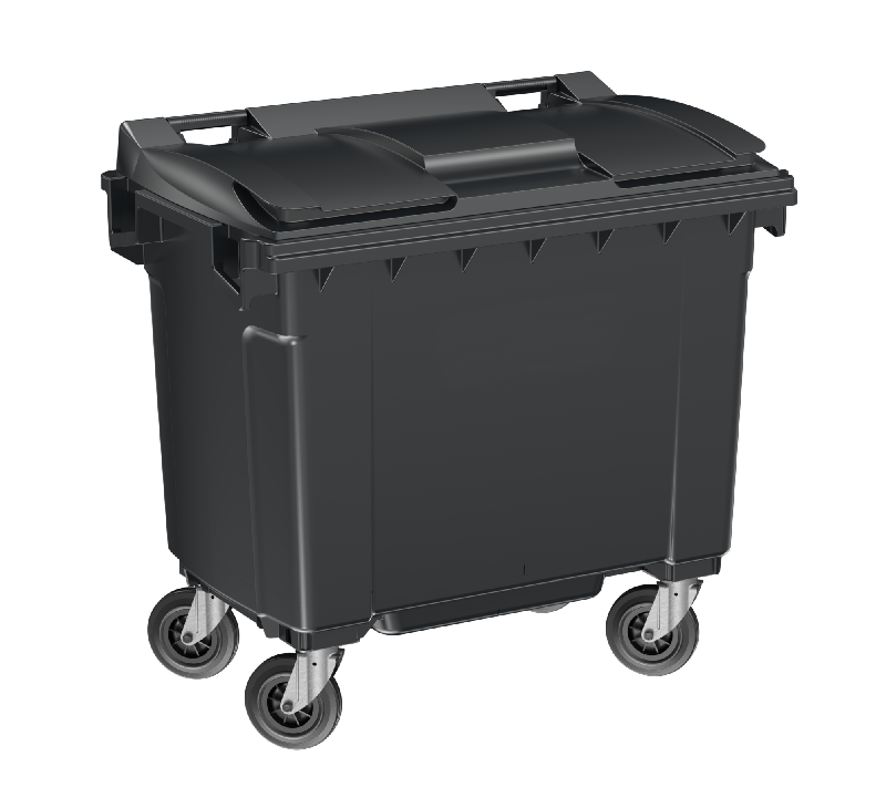 Conteneur 660 L Frontal - Fabrication Française - PEHD injecté - Norme EN 840 - 4 roues 160 mm dont 2 freinées_1