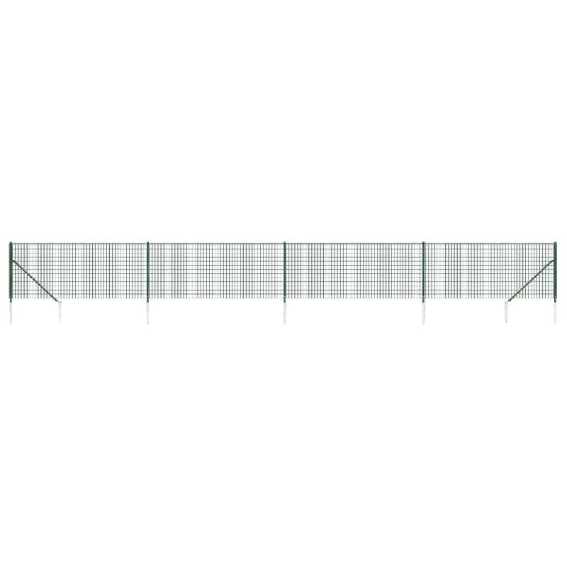 Vidaxl clôture en treillis métallique et piquet d'ancrage vert 1,1x10m 154098_1