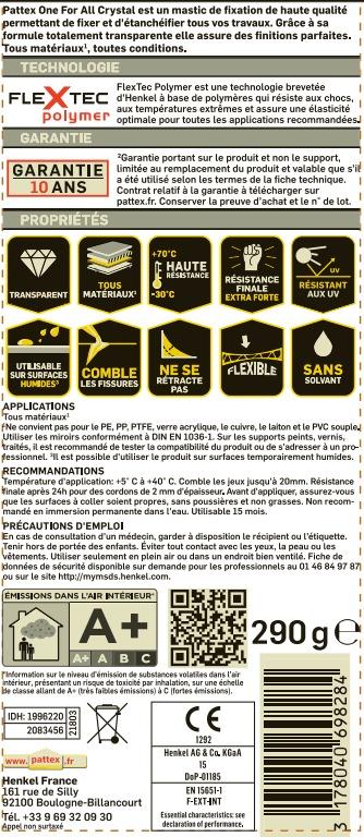 Colle de fixation Pattex Ni Clou Ni Vis - 290g transparent - intérieure et extérieure, sans solvant, multi-supports_1