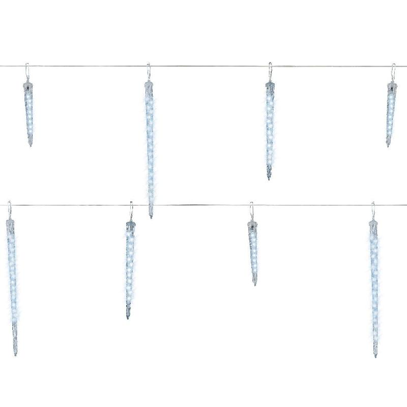 Rideau lumineux stalactites effet neige tombante 148L blanc froid L2,50m_1
