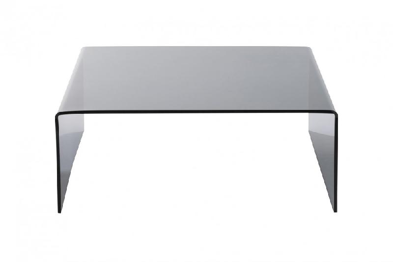Meuble de séjour carré en verre trempé gris transparent