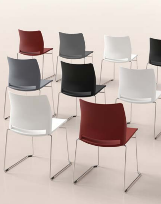 Chaise empilable Adela Traineau ALE0/4 - Assise et dossier en polypropylène, pied traineau chromé - PROMO -30%_1