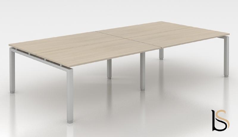 Ensemble de 4 bureaux Bench ECO - Mobel Linea - 120, Alu, Blanc_1
