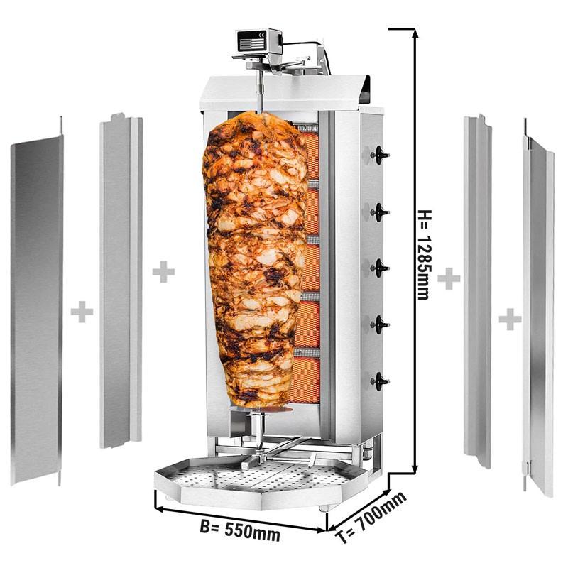 Grill Döner kebab gaz 5 brûleurs max 80 kg avec tôle de protection - moteur en haut_1