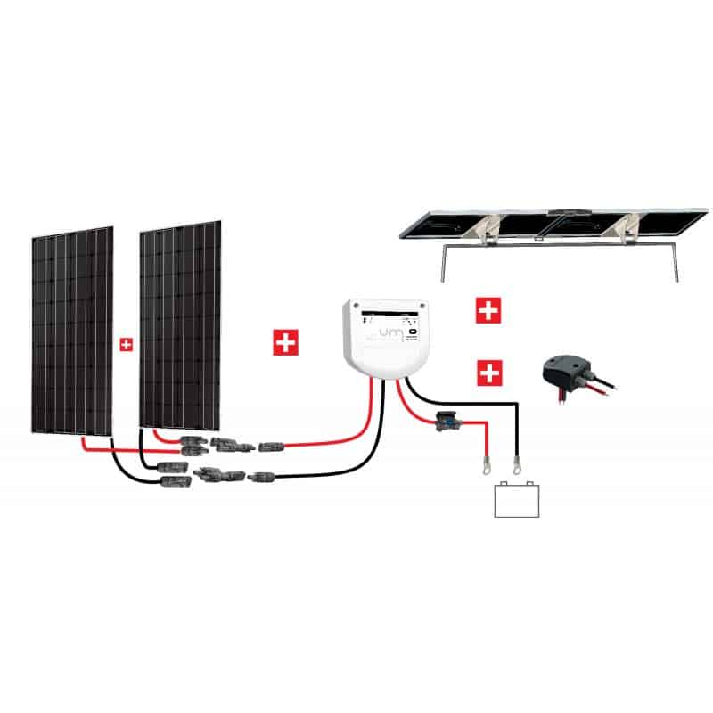 Kit solaire bateau inclinable Uniteck - 300W 12V MPPT avec panneaux monocristallins et régulateur de charge_1