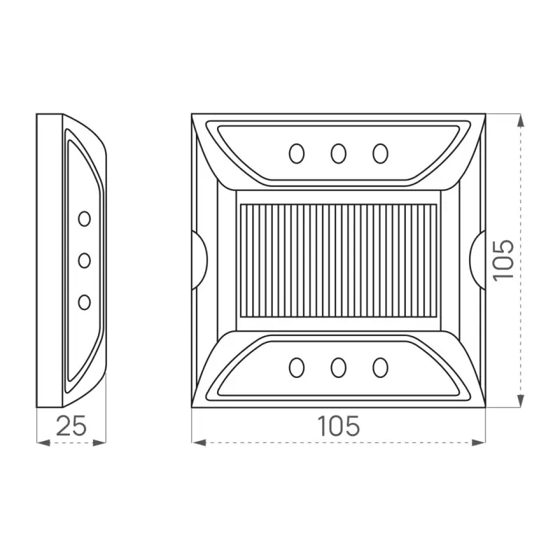 Plot routier basic solaire bi-directionnel 2 x 3 LED - Lot de 6 plots_1