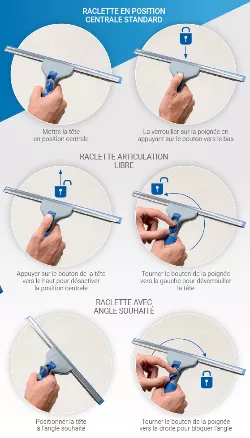 Raclette vitre complète Articulée GLOSS-W Prime Bleu 35 cm Uni-Connect_1