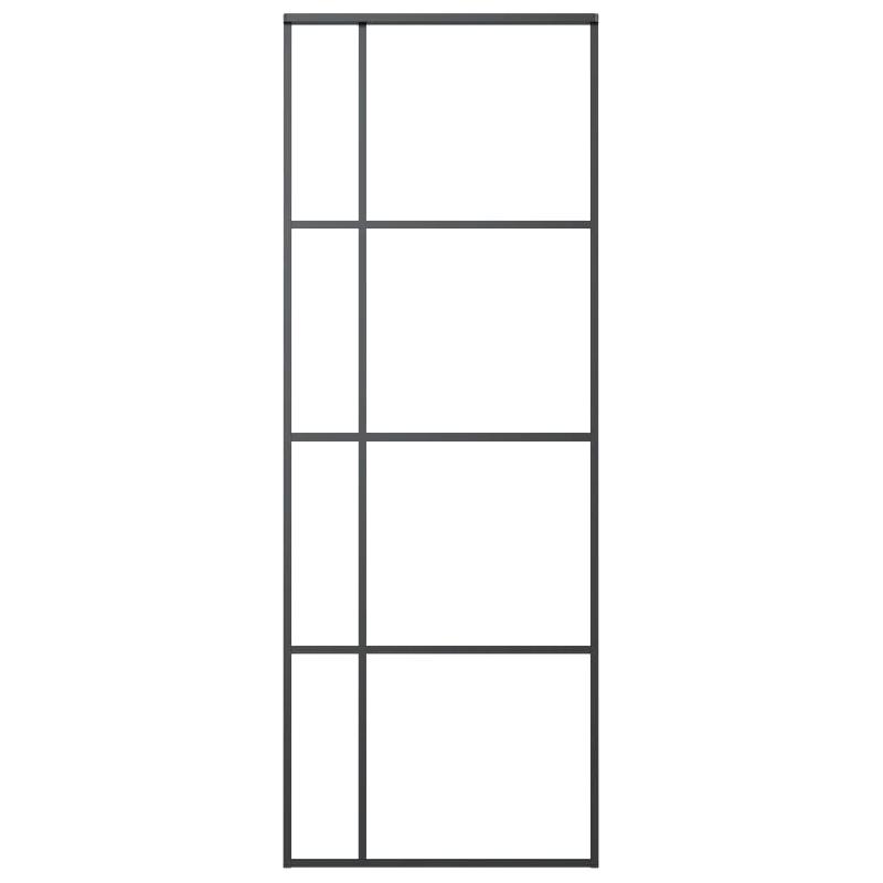 Vidaxl porte coulissante verre esg et aluminium 76x205 cm noir 151678_1