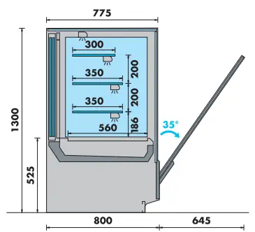 Vitrine service arrière  avec 4 niveaux de présentation idéale pour pâtisserie, boulangerie, sandwicherie et traiteur - CHARME_1