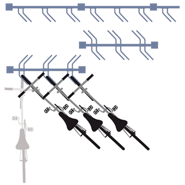 Support cycles modulable convivial - rangement en épi - simple et double face - acier peint sur galva_1