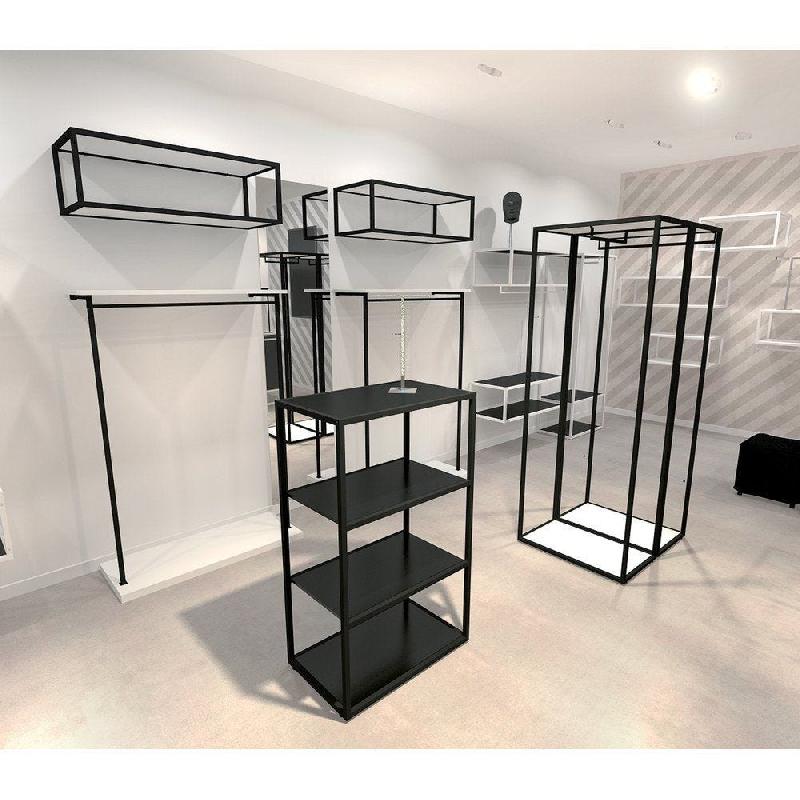 Structure penderie murale L100xP31xH144cm - Noir brillant - Grande capacité - Gamme CUBIK_1