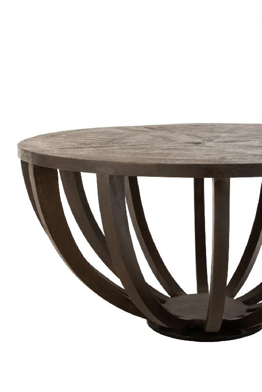 Table basse gigogne NIEF - piètement étoilé en manguier brun foncé et métal noir - diamètre 90 cm_1