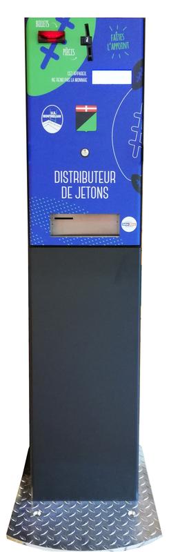 Distributeur de jetons TOTEM personnalisable - 3 ou 4 hopper universel, acceptation pièces et billets, système tiroirs sécurisé_1