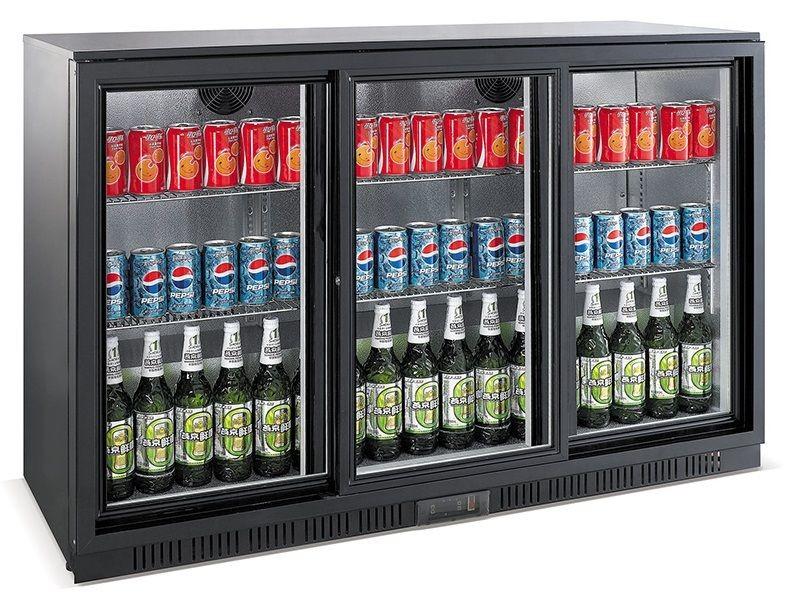 Arrière bar réfrigérée noir 3 portes coulisst l1350 7527.0050 COMBISTEEL_1