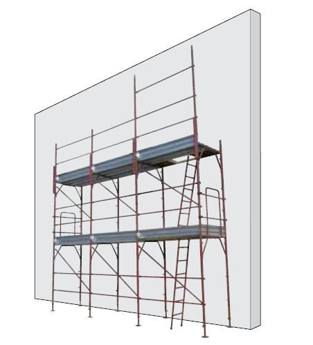 Échafaudage à cadre avec tétons à basculeur pour espaces étroits