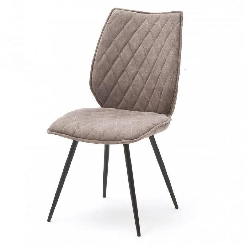 Lot de 2 chaises design NIME - tissu sable et pieds métal laqué anthracite - style rétro et confortable_1