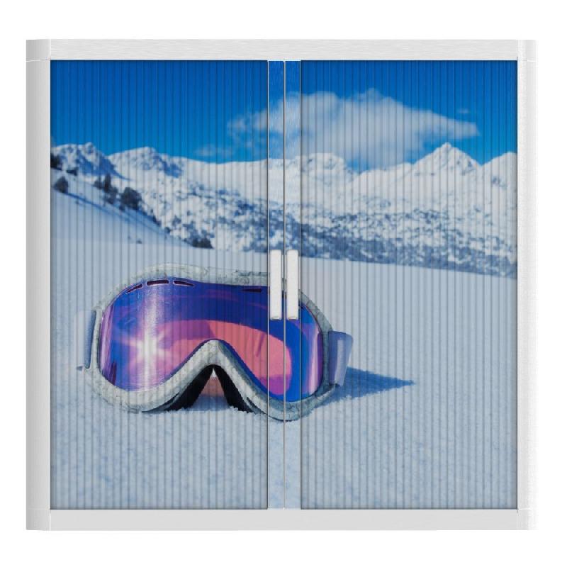 Armoire à rideaux avec décor montagne - EasyOffice. - Basse, Lunette Ski_1