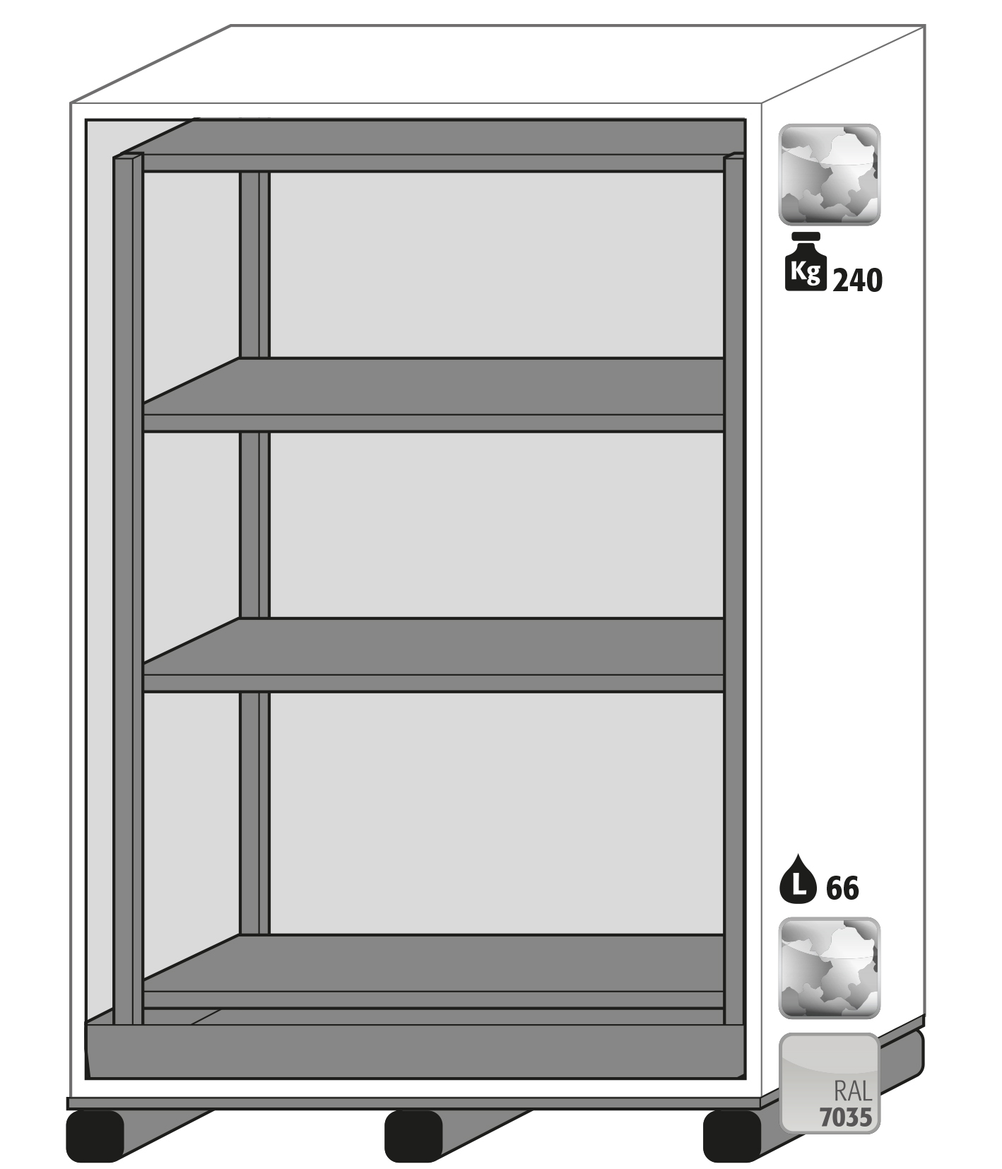 Armoire de sécurité pour produits dangereux XL-CLASSIC-90 - modèle XL90.222.155.WDAS - Réf 30382-001-38671 - stockage fûts 200L - certifiée NF EN 14470-1_1