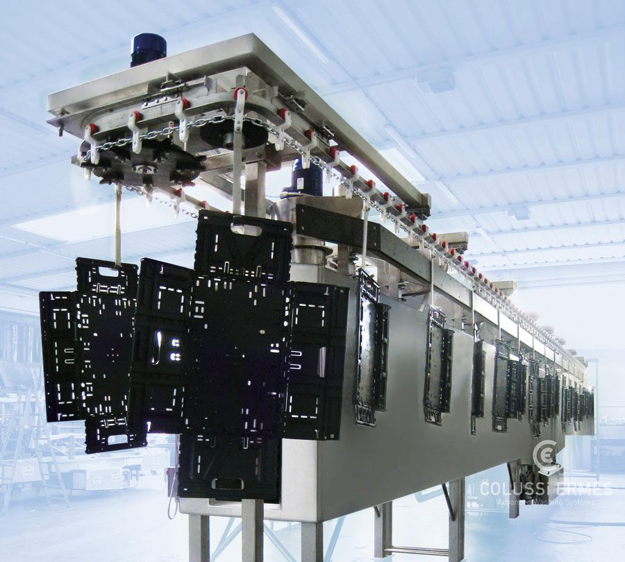 Tunnel de lavage de caisses pour usage industriel