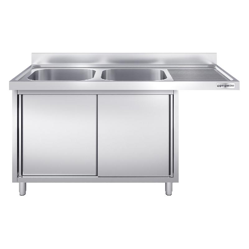 Plonge Inox 2 bacs sur placard avec passage lave-vaisselle - P 700 - GGM -_1