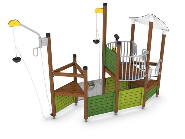 Structure multi-jeux 3 à 12 ans - Uniplay Poseidon 8061745 - Hags - Poteaux et panneaux bois, fondation à enterrer_1