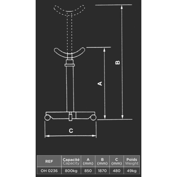 Vérin de fosse - CLAS - 2 étages 800kg - OH 0236 - descente type homme mort_1