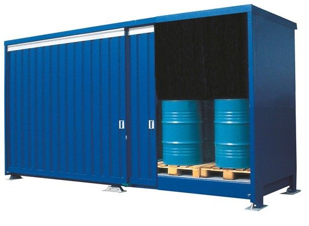 Conteneur de stockage 148218W - 1P 814 avec portes coulissantes et bac de rétention en acier intégré_1