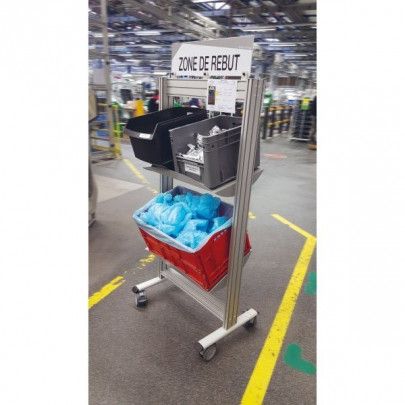 Chariot porte bac - Sesa Systems - LEANPOST 600 - 3 niveaux sur roulettes - 757 x P 560 x H 1600 mm - Référence : 645603_1