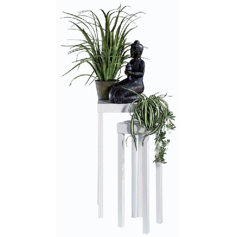 Console bois blanc mat 35x35x90cm + 25x35x78cm - set de 2 pour vitrines et décoration_1