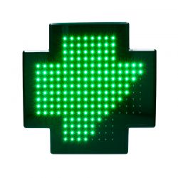 Enseigne pharmacie - Promoplast - Mini croix monochrome en Komadur et Dibond laqué - LED haute luminosité_1