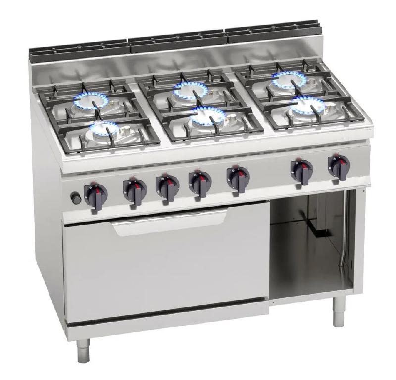 Fourneau à gaz 6 feux sur four (33,5 kw) + four électrique statique (7,5 kw)_1