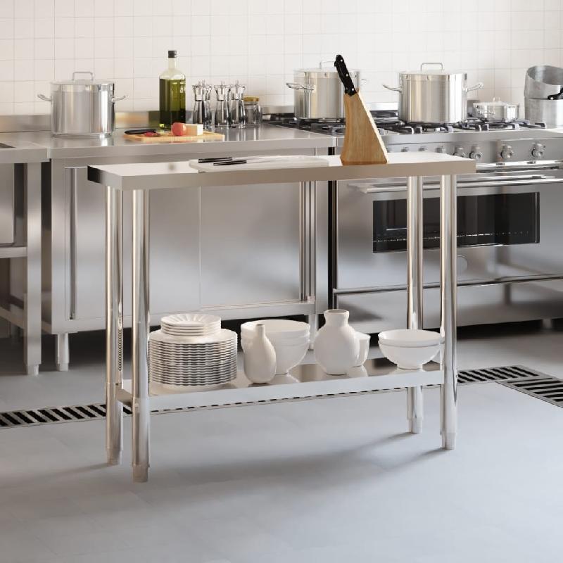 Vidaxl table de travail de cuisine 110x30x85 cm acier inoxydable 376452_1