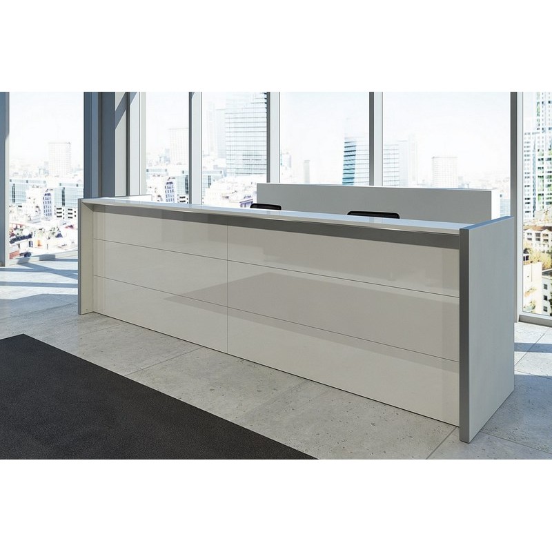 Banque d'accueil Nice 01 - Plans en MDF avec finitions variées et étagères en bois ou verre trempé_1