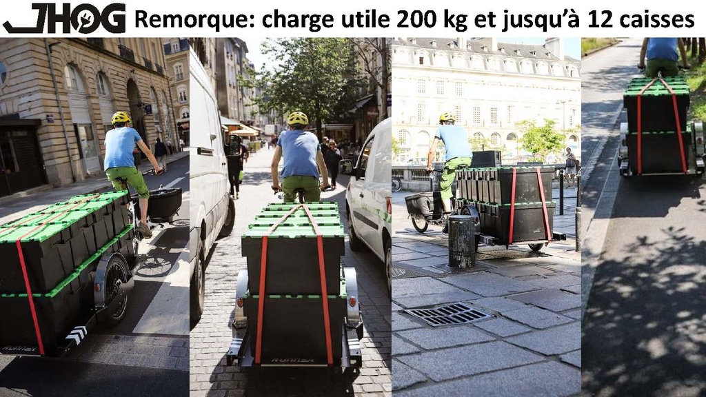 Remorque mécanique utilitaire, agile et performante destinée aux livreurs et cyclo-logisticiens - Capacité 200kg - Runner_1