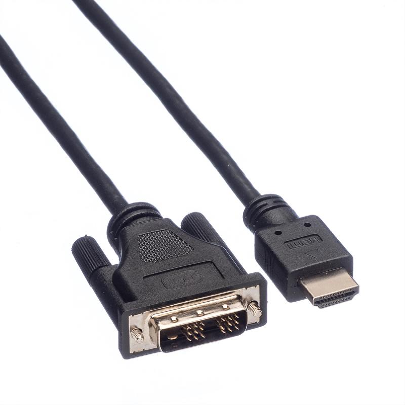 ROLINE Câble de raccordement pour écran DVI (18+1) M /HDMI M, noir, 1 m_1