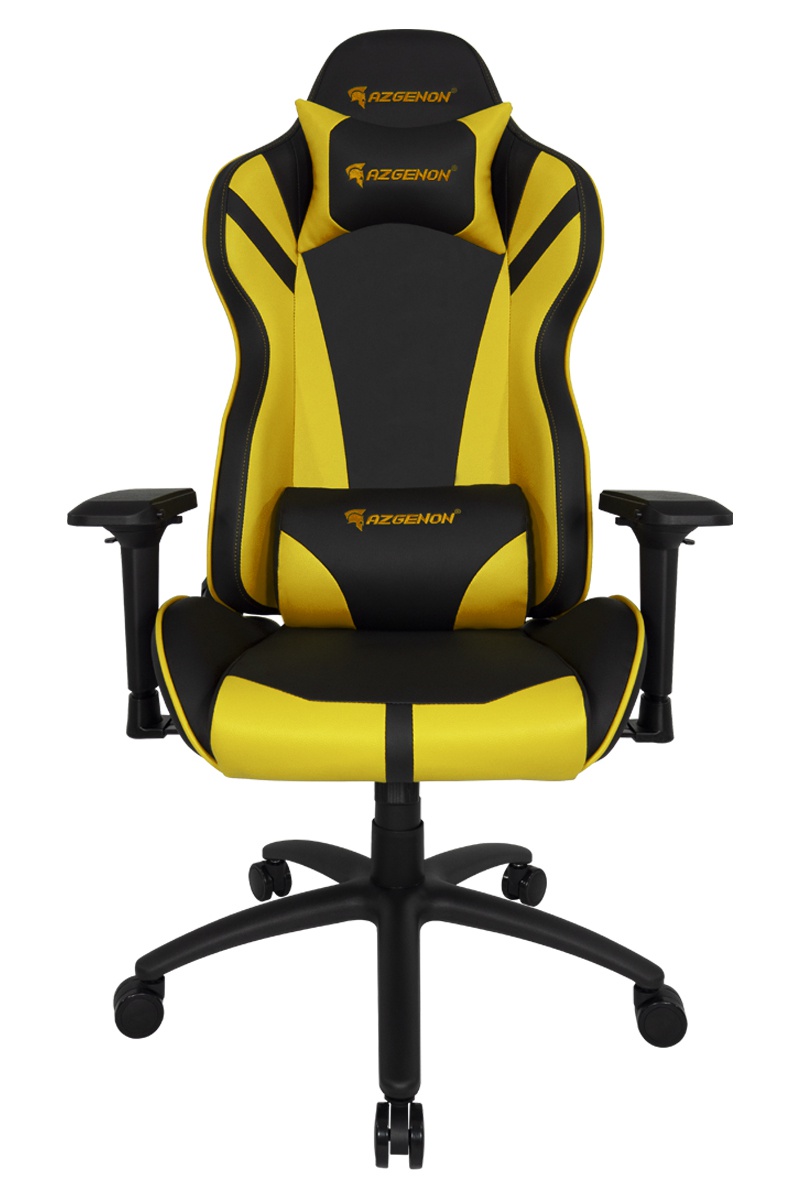 Fauteuil de bureau ergonomique AZGENON Z300 Jaune - réglable avec coussin appui-tête et accoudoirs 4D - Réf : AZG_Z300_BKYLW_1