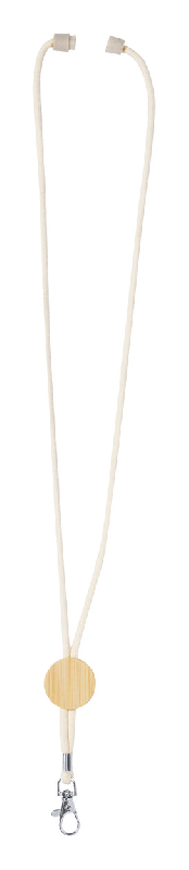 Tour de cou en coton avec mousqueton en métal - boucle de sécurité et étiquette ronde en bambou_1