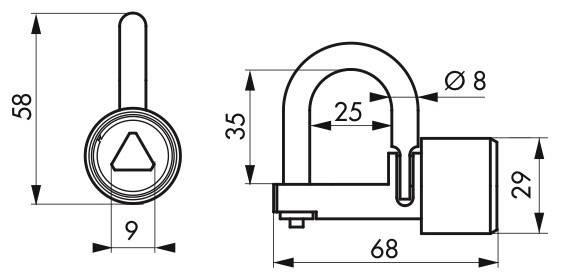 Cadenas d'artillerie - Talon droit - Anse laiton - Triangle 9 mm - Référence 00011394 - Marque THIRARD_1
