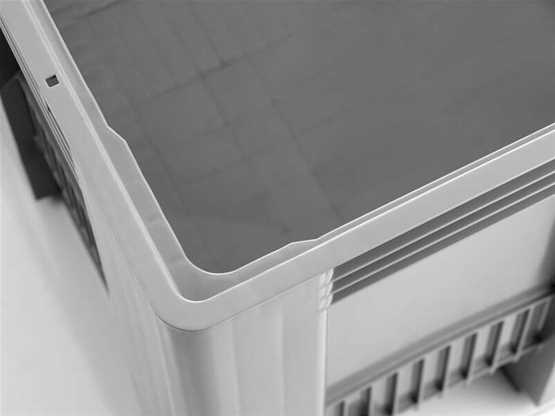 Caisse-palette monobloc 1000x1200 pleine à semelles grise - Résistante, personnalisable, qualité alimentaire - CPP1012/SB3/G_1