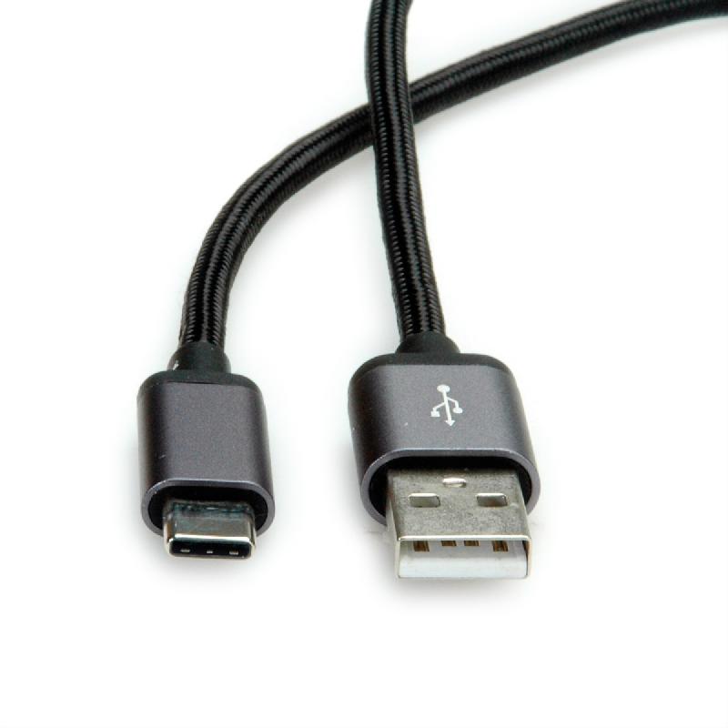 ROLINE Câble USB 2.0, C-A, M/M, noir, 0,8 m_1