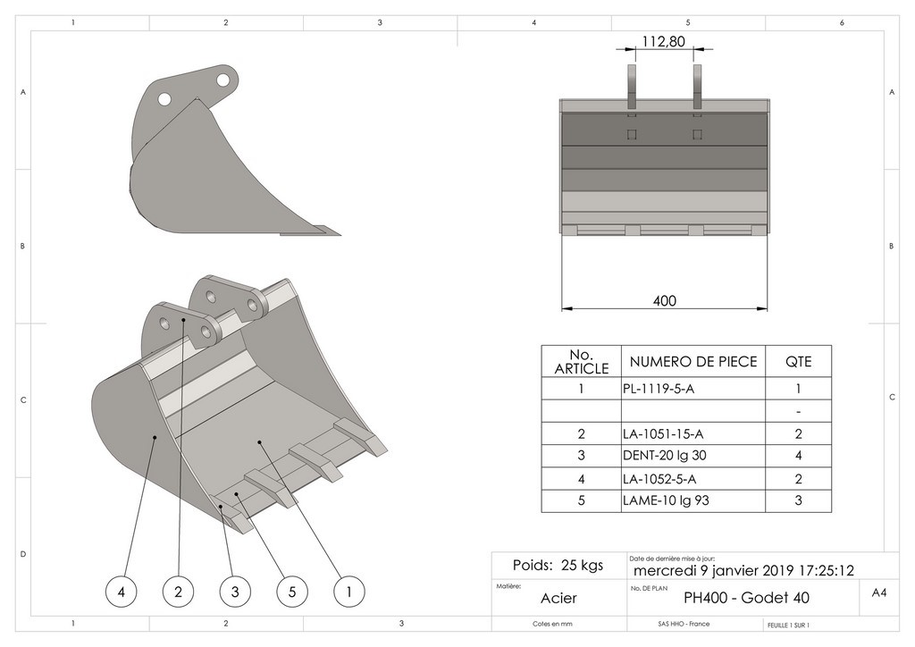 Godet standard 40 cm  - hho_1