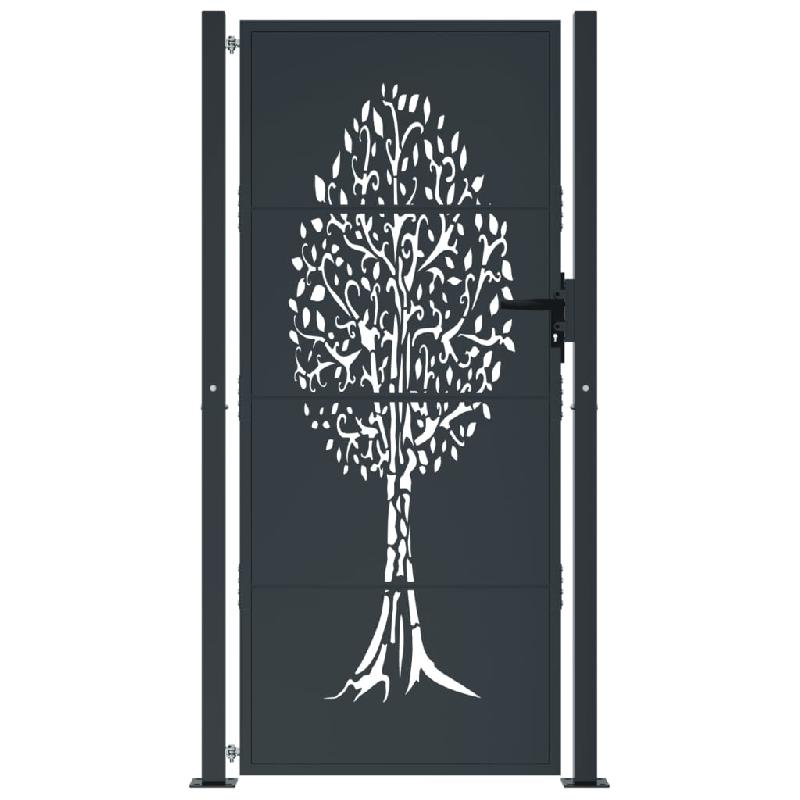 Vidaxl portail de jardin anthracite 105x180cm acier conception d'arbre 153158_1