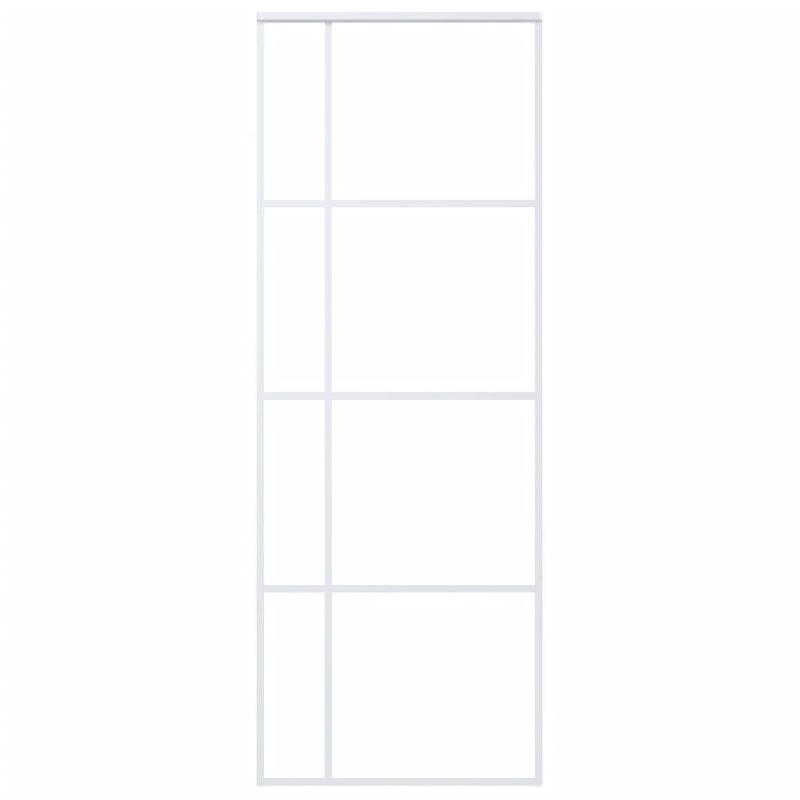 Vidaxl porte coulissante verre esg dépoli et aluminium 76x205 cm blanc 151681_1