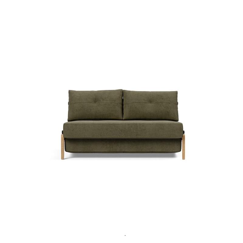 Canapé design convertible Innovation Living Cubed Wood 02 - Lit 140x200 cm - Tissu Cordufine Pine Green_1