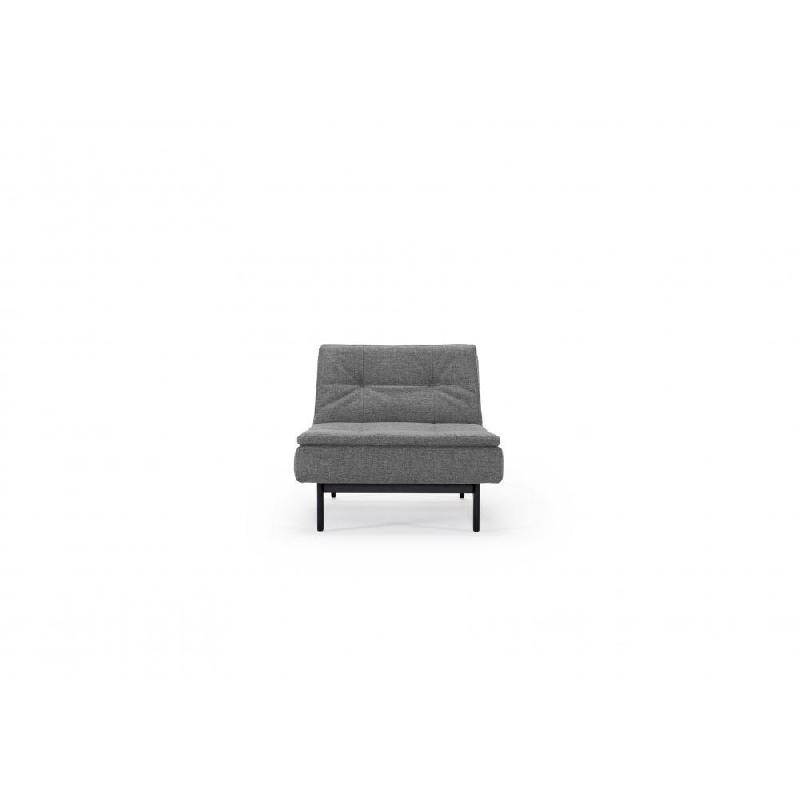 Fauteuil design convertible Dublexo Eik Innovation Living - tissu gris Twist Charcoal - couchage 90x115 cm - piétement chêne teinté noir_1