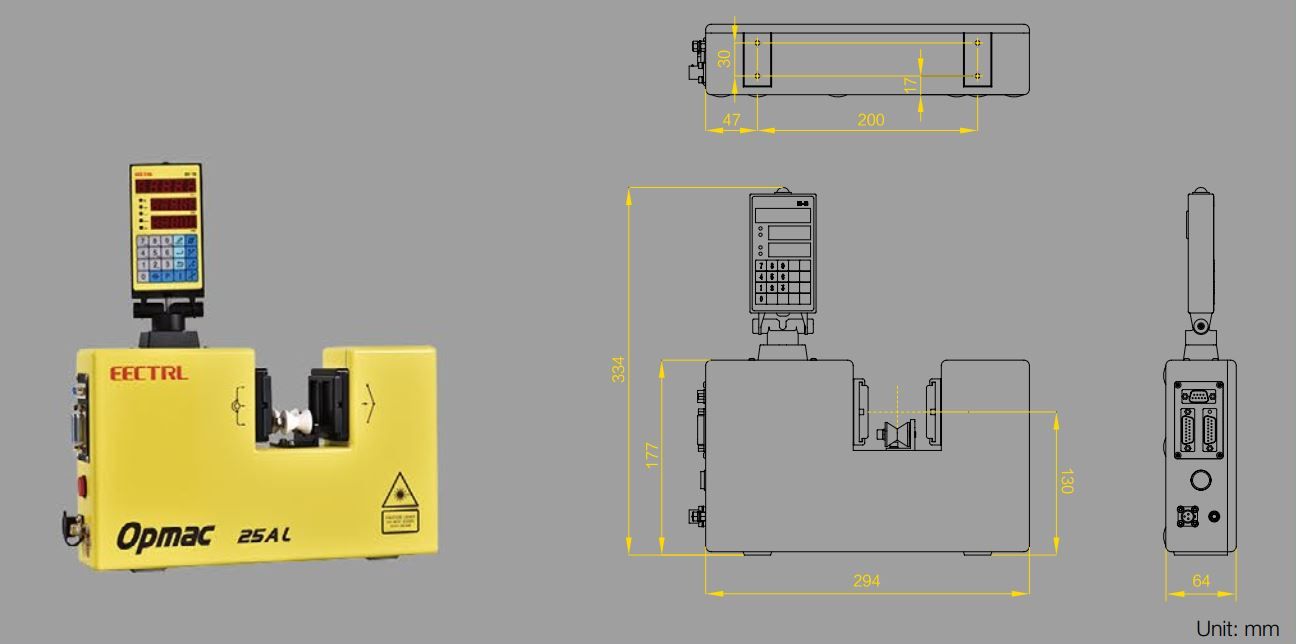 Opmac-25AL3 - Instrument de mesure de diamètre laser - Axe unique - Plage 0,1-25 mm - Haute précision ±1μm_1