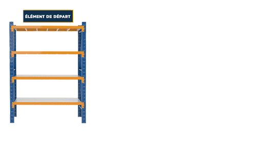Rayonnage semi-lourd neuf modulable - stockage manuel pour particuliers et entreprises - 2 échelles et 3 ou 5 niveaux de lisses_1